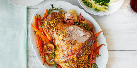 Garlic and herb stuffed leg of lamb