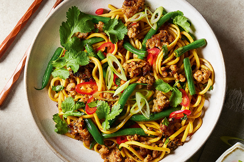 Sausage noodle bowl
