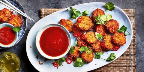 Crispy fish balls with sweet and sour sauce 