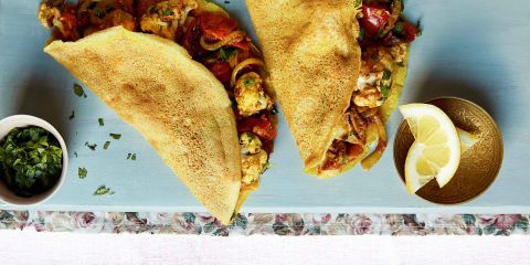 Indian style pancakes with masala veggies