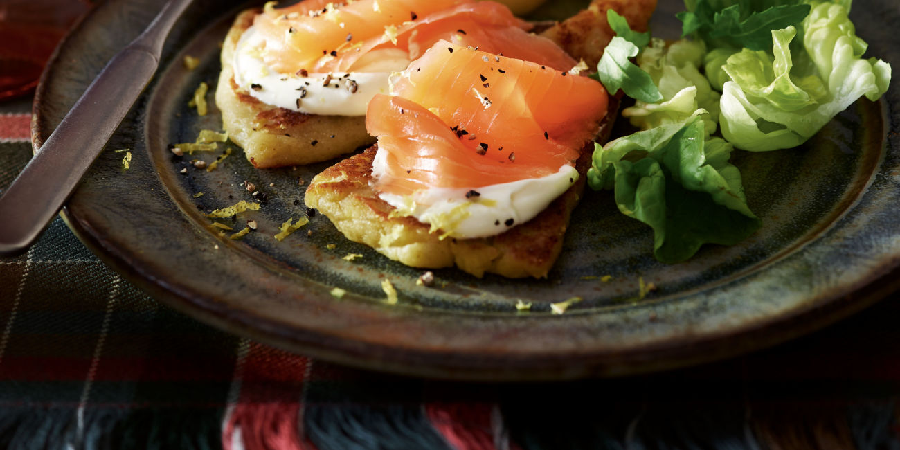 Tattie scone with Scottish smoked salmon