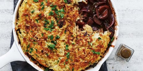 Mushroom bourguignon and parsnip rosti