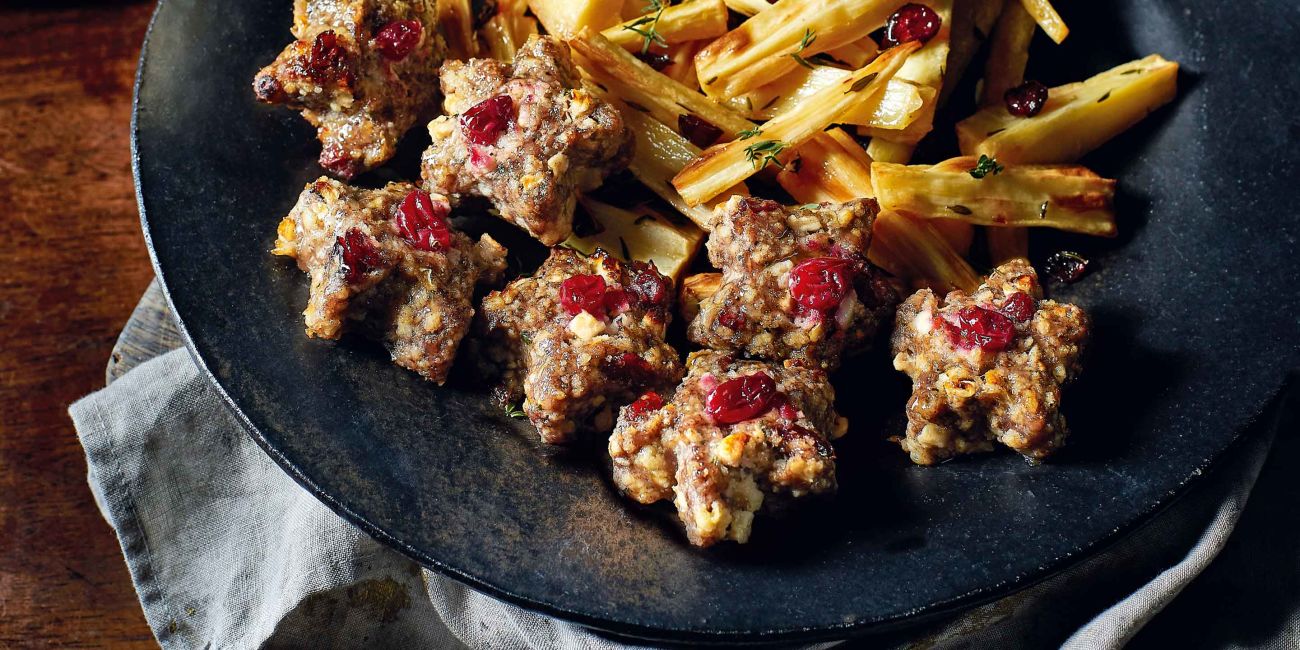 Sherry-glazed parsnips with stuffing stars