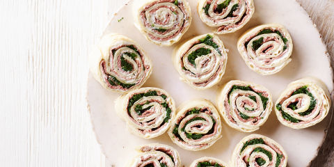 Beef, horseradish and spinach rolls