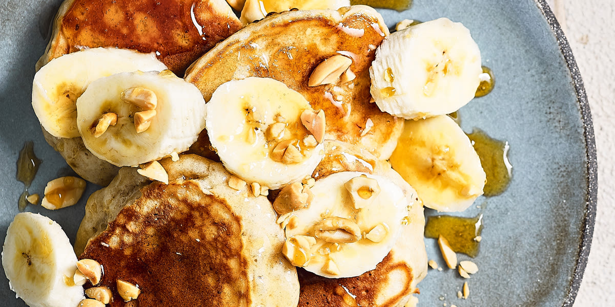 Vegan banana & salted peanut pancakes