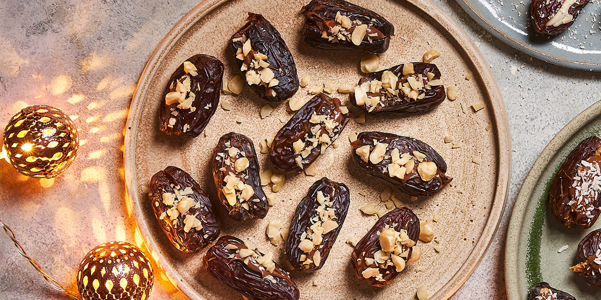 Hazelnut & chocolate stuffed dates