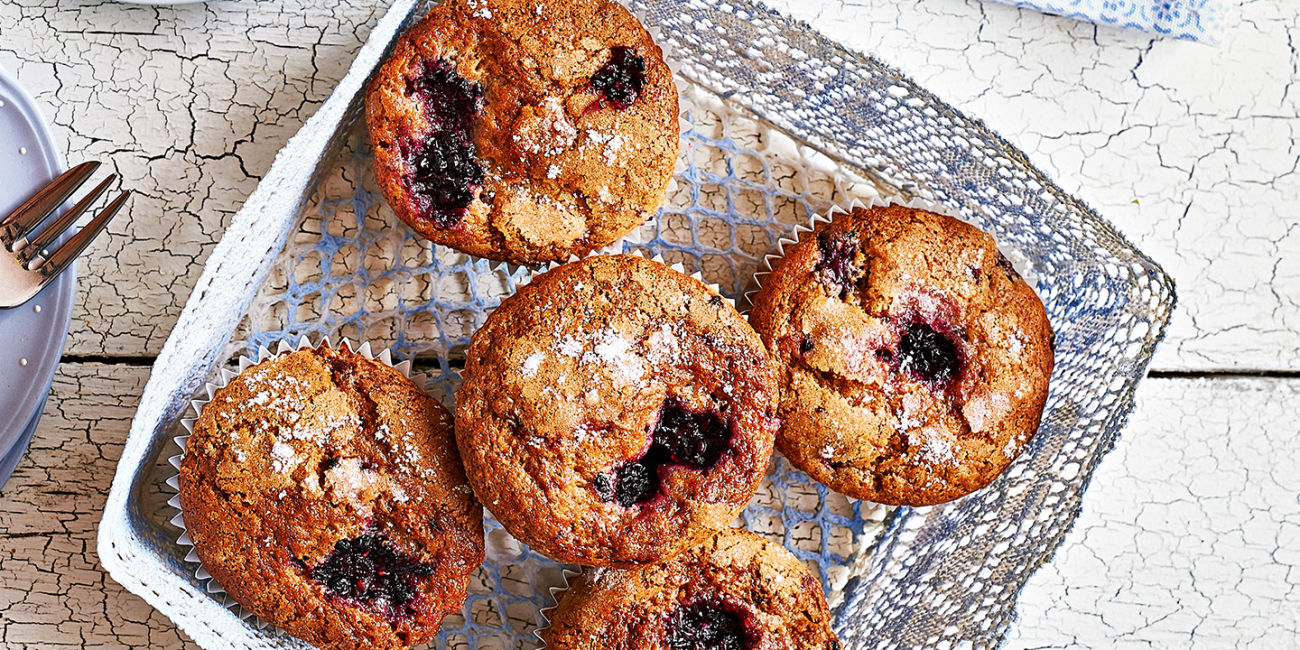 Blackberry and apple muffins