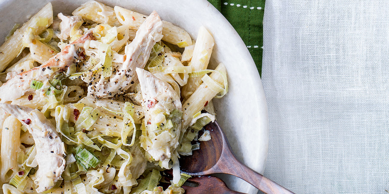 Creamy turkey and leek pasta