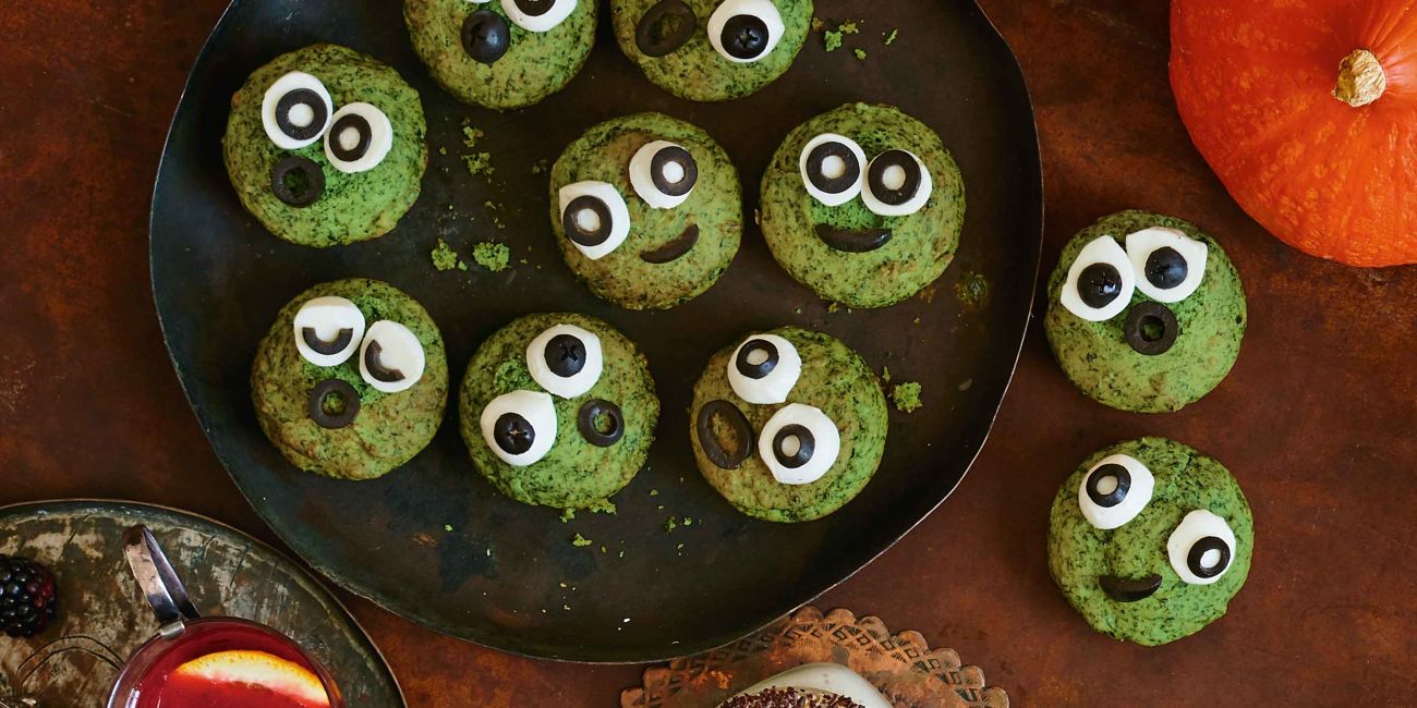 Spooky spinach muffins