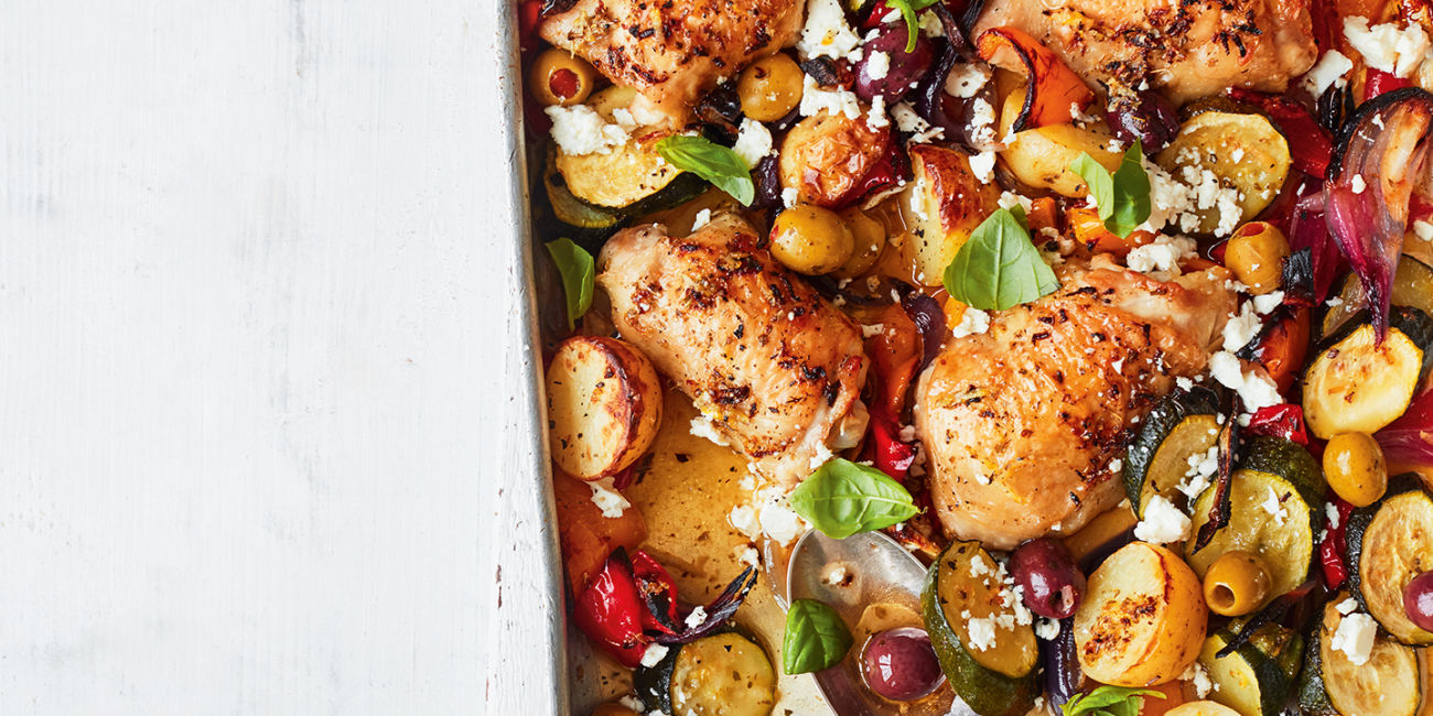 Mediterranean chicken traybake