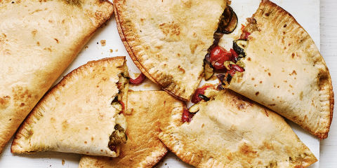 Roasted vegetable tortilla calzone