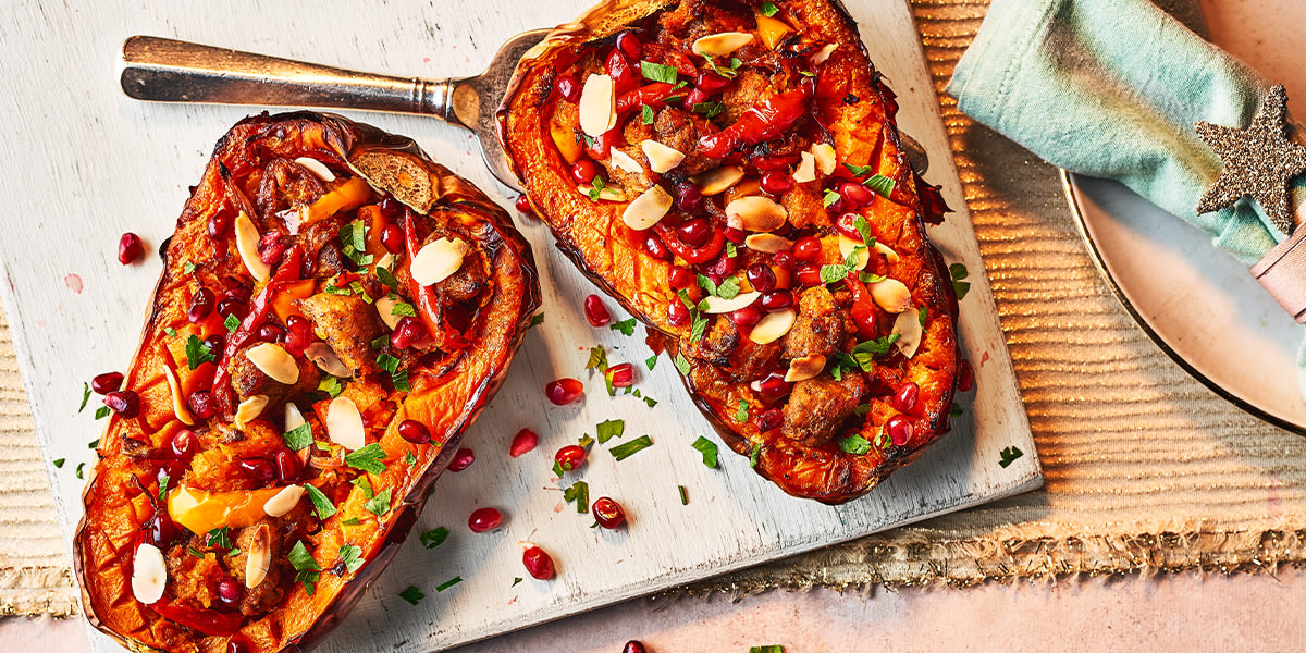 Moroccan-spiced stuffed butternut squash