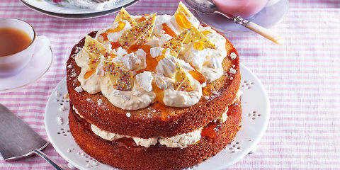 Coconut and apricot Victoria sponge