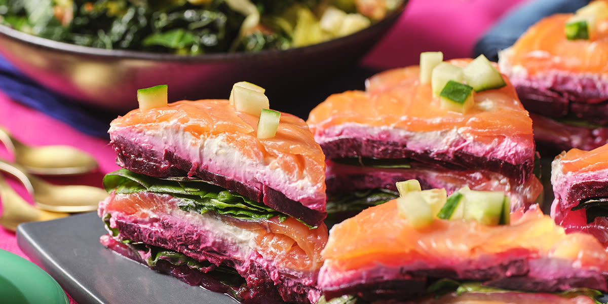 Smoked salmon & beetroot gateau