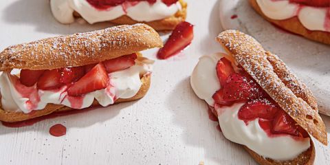 Strawberry and gin eclairs