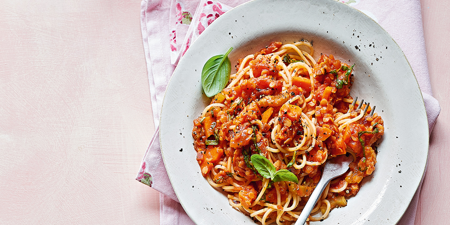 Spaghetti with Lentils and Marinara Sauce
