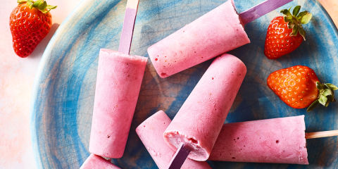 Strawberry milk ice lollies