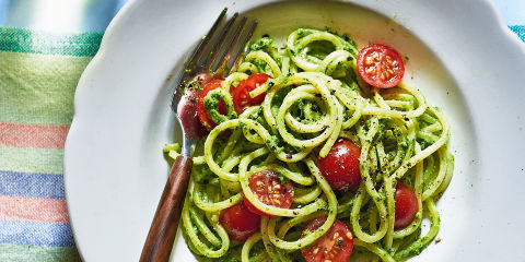Kale and broccoli pesto spaghetti