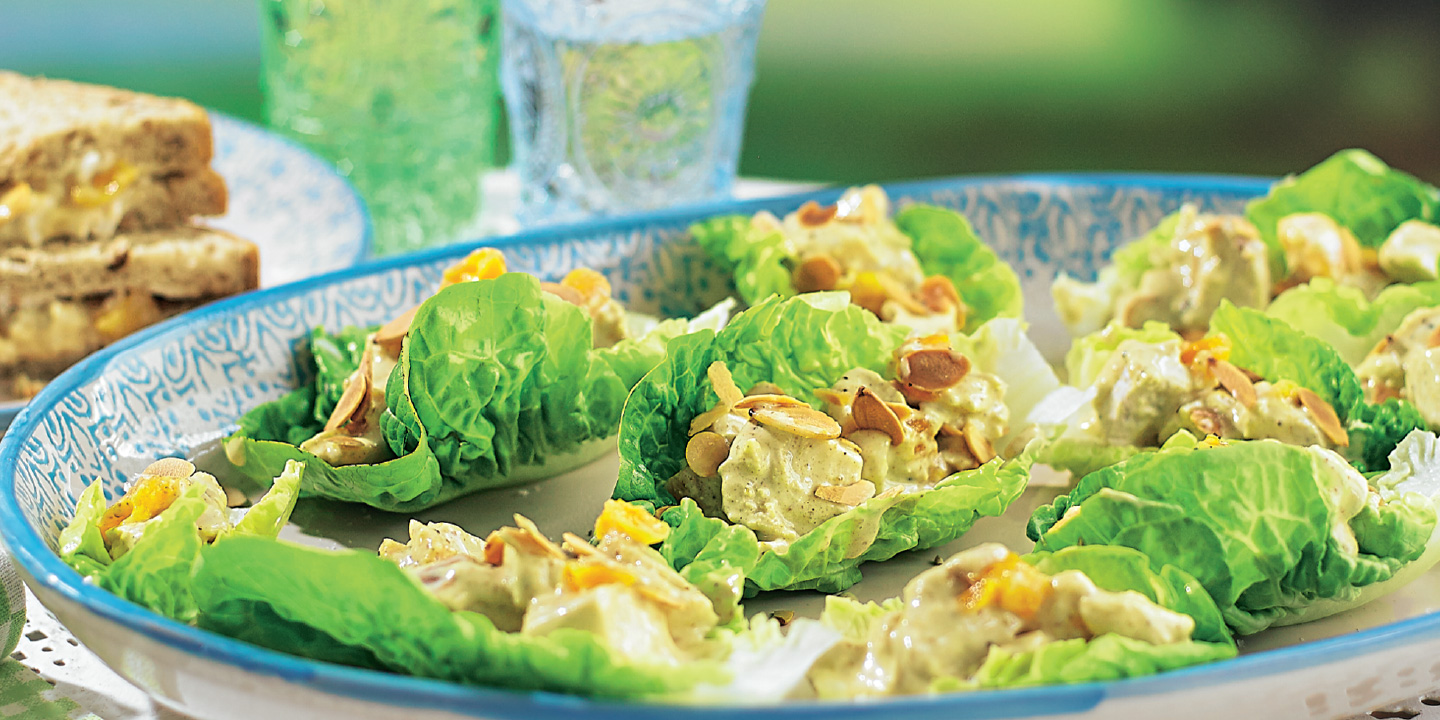 Coronation chicken lettuce cups