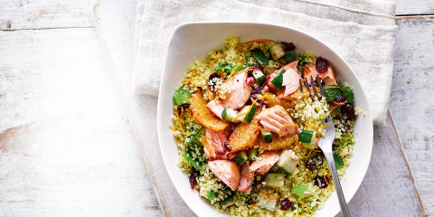 Salmon and orange with cranberry cous cous