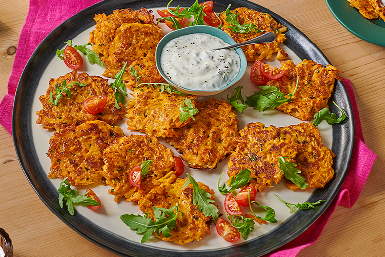 Spiced Carrot Halloumi Fritters