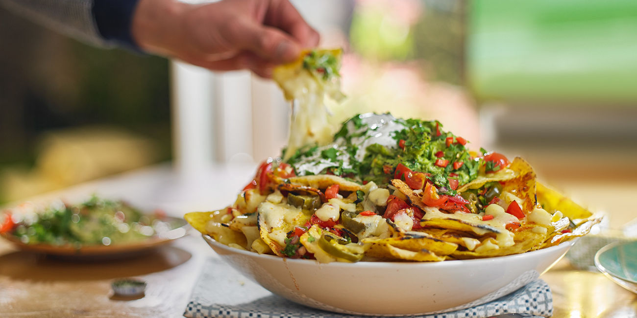 Loaded cheesy nachos