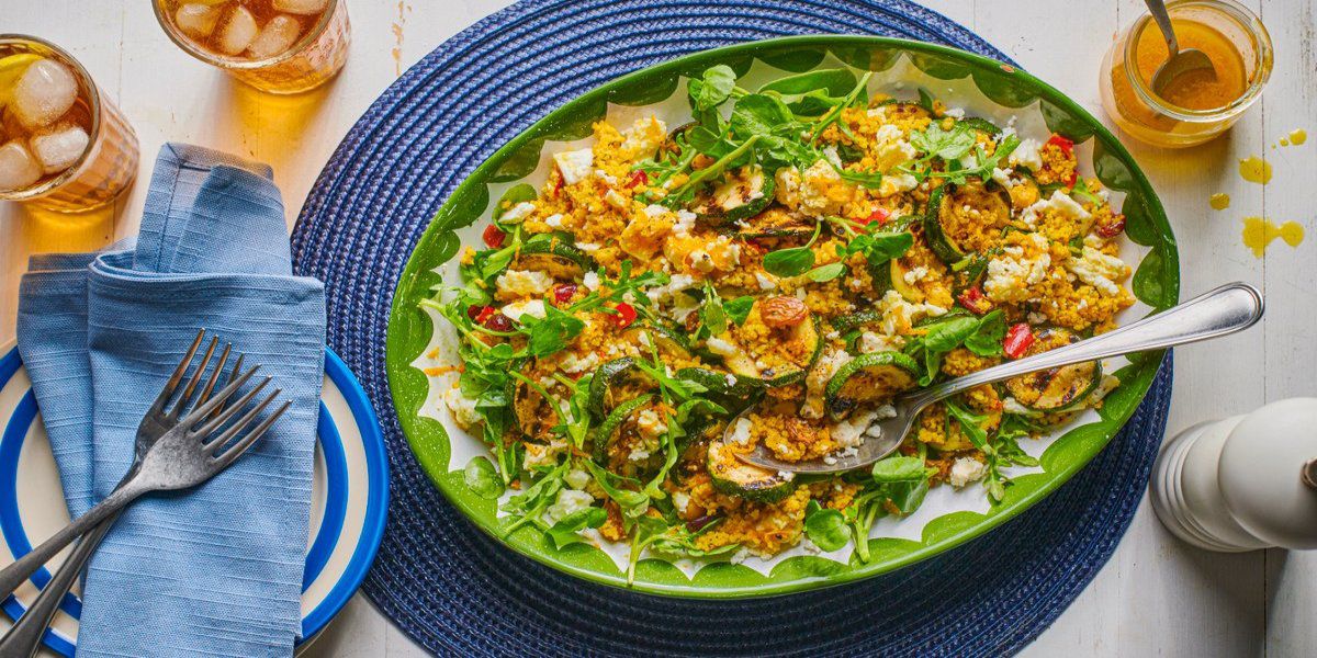 Grilled courgette & cous cous salad with orange