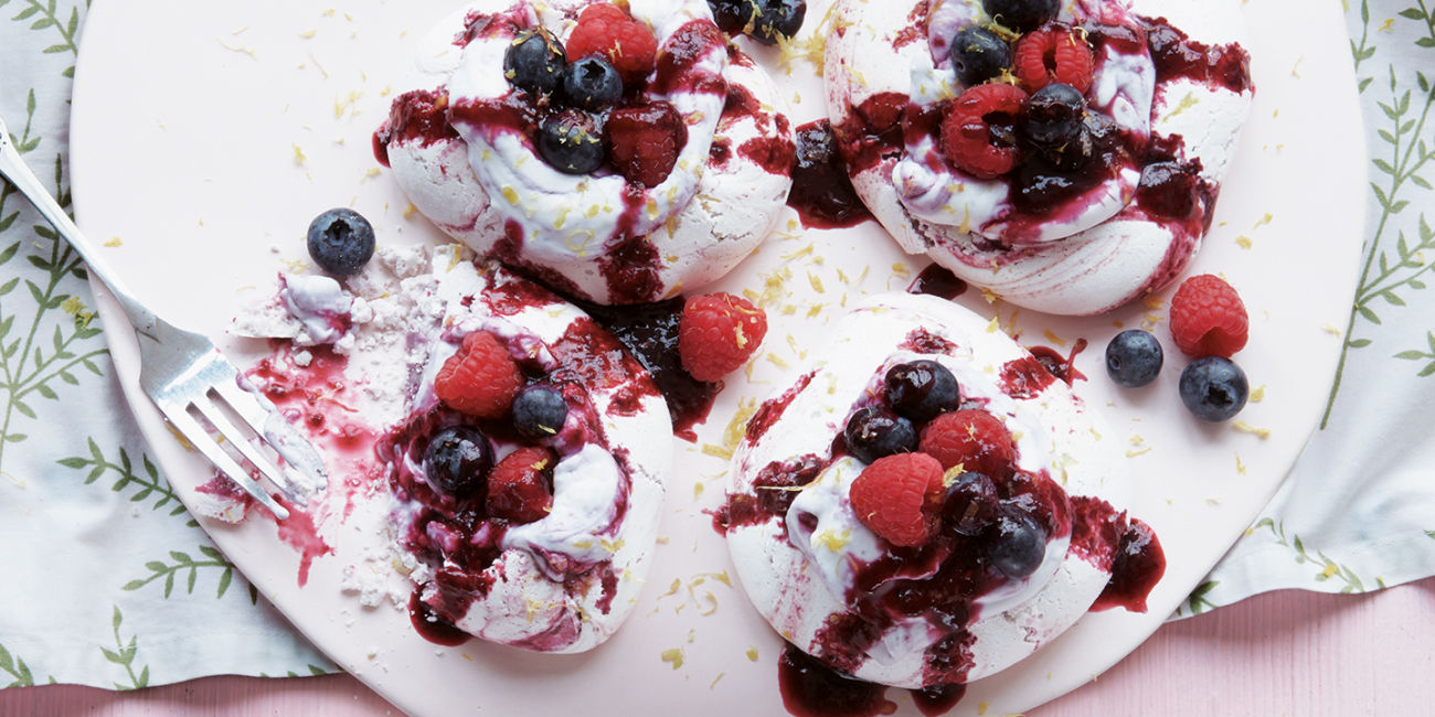 Berry ripple vegan meringues