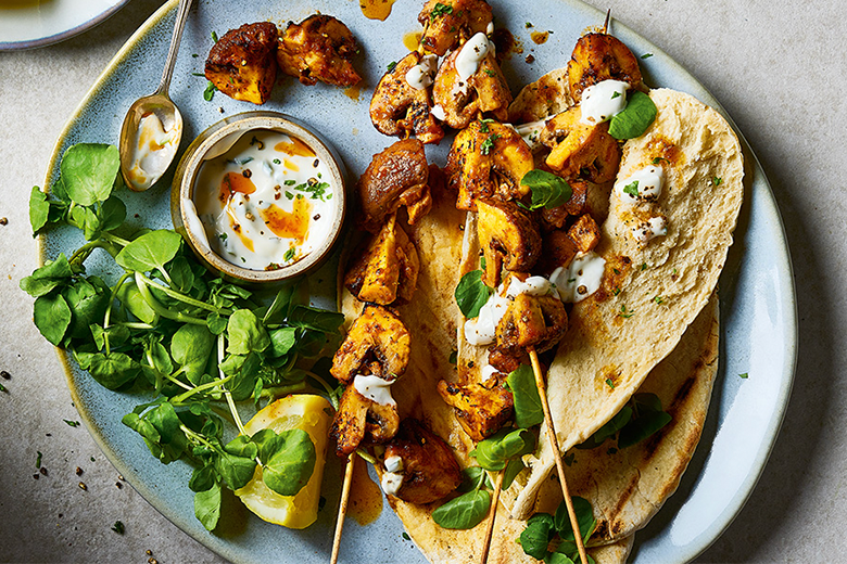 Loaded Mushroom Kebabs