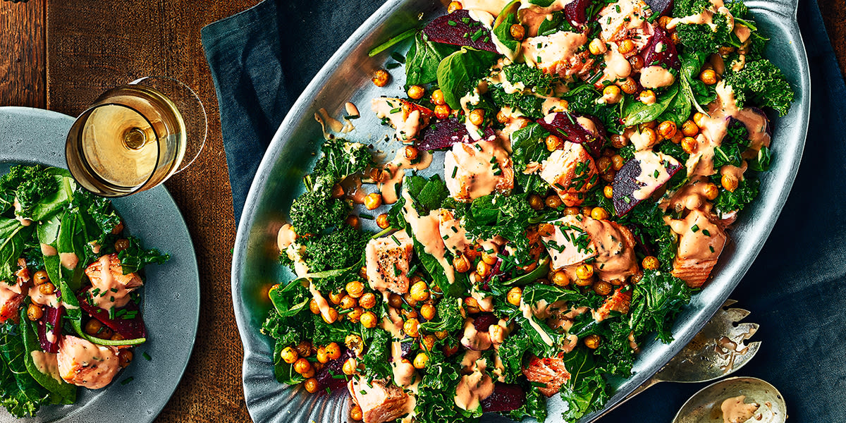 Glazed salmon & beetroot salad