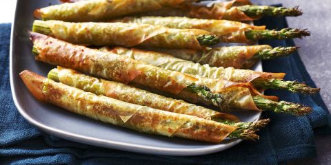 Filo wrapped asparagus