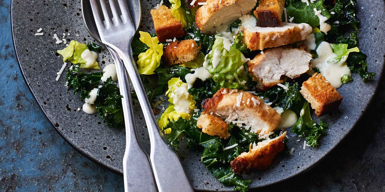 Winter Caesar salad with chicken