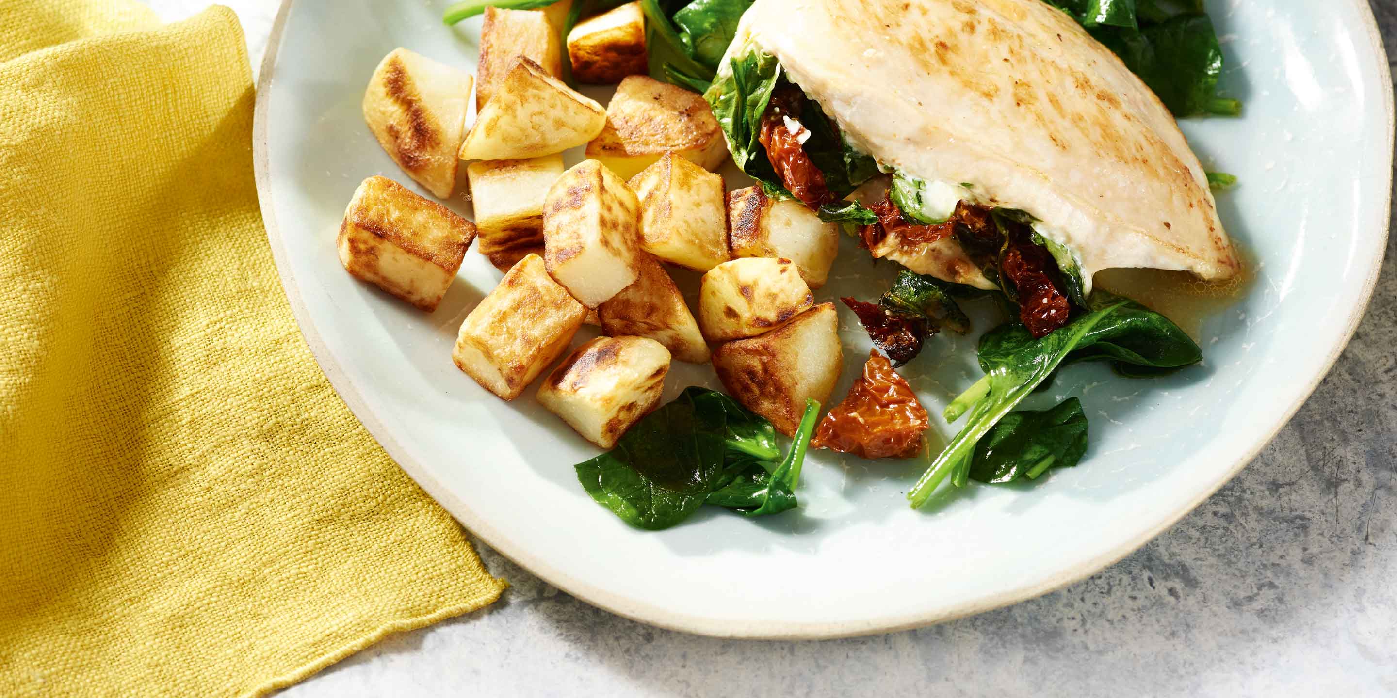 Chicken stuffed with spinach and sun-dried tomatoes