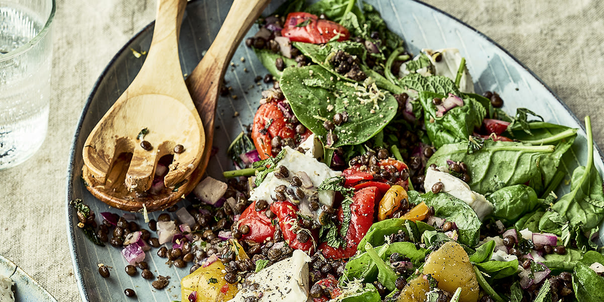 Lentil, goat's cheese & pepper salad