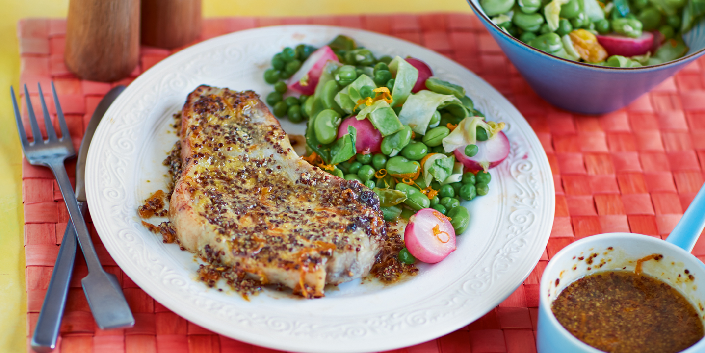 Honey and mustard pork chops