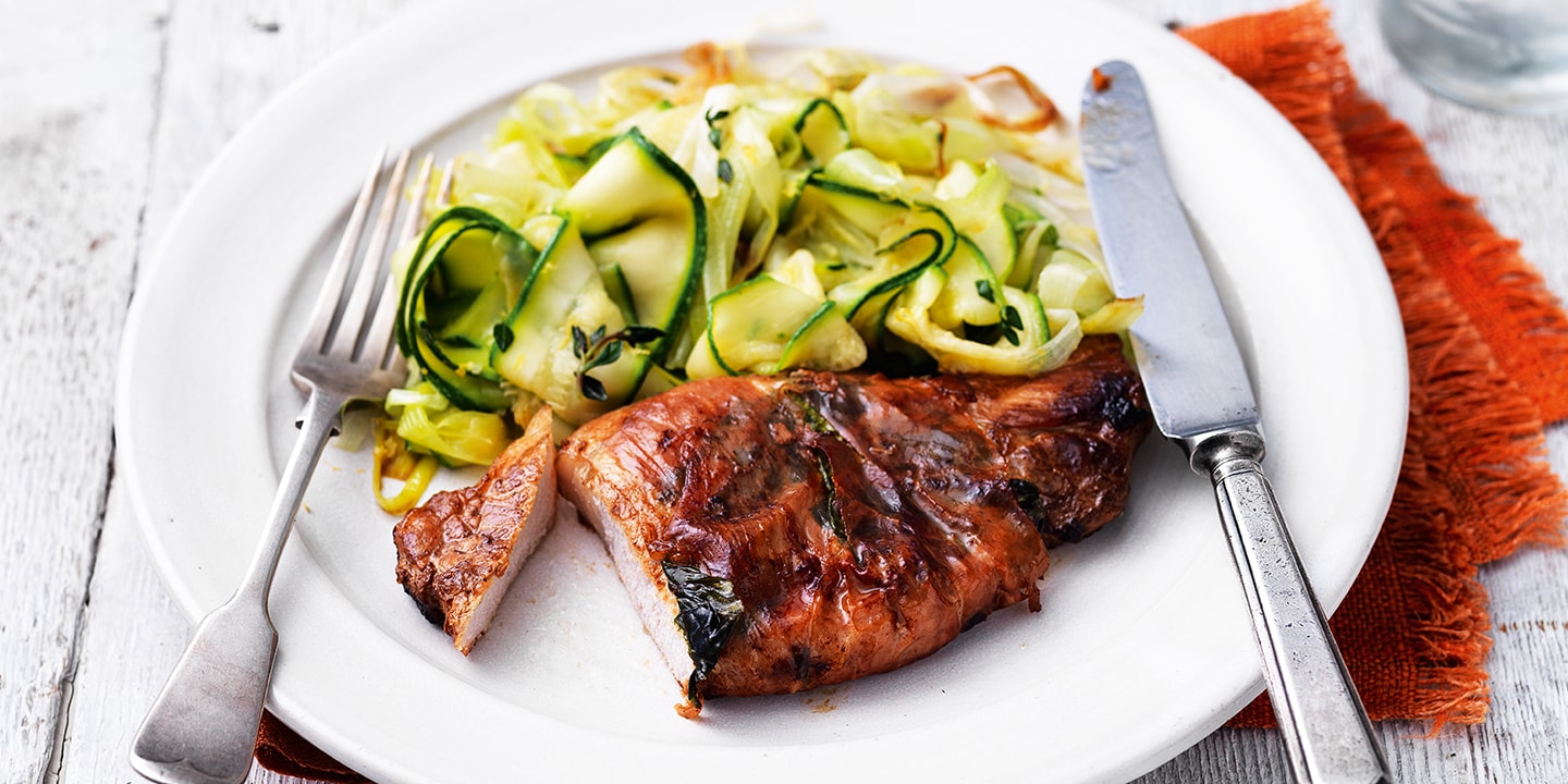 Pork steaks with parma ham