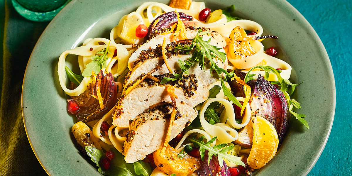 Roast chicken and clementine pasta