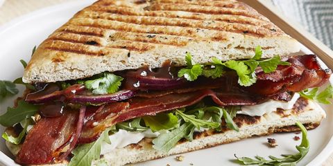 Naan bacon butty with spicy chutney