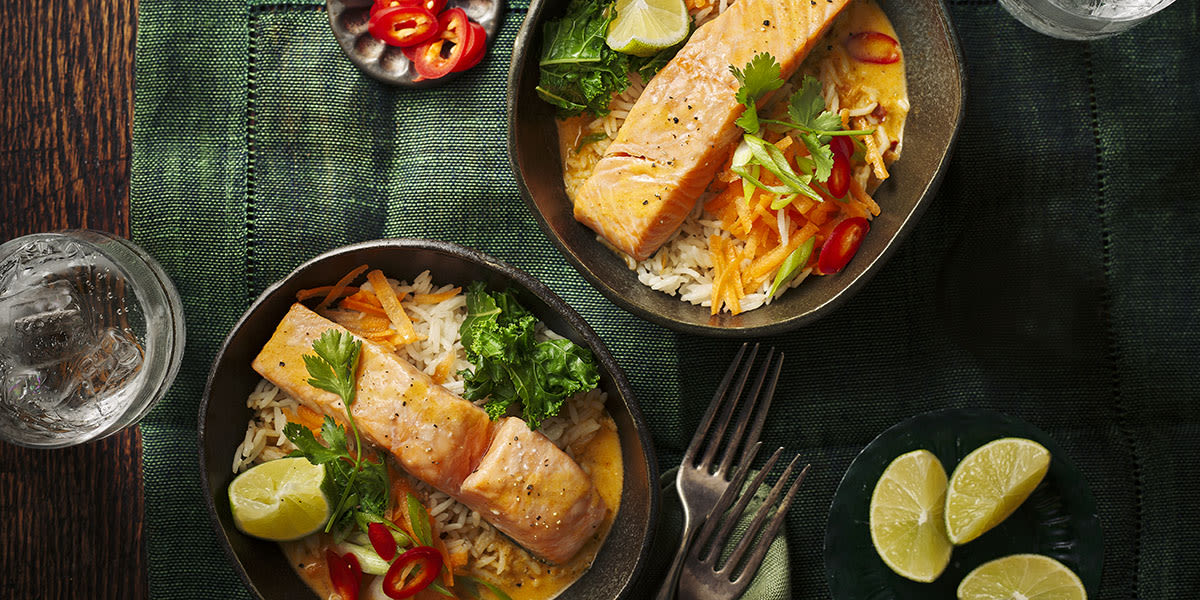 Coconut salmon bowls