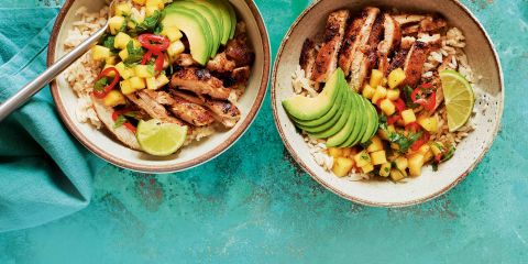 Cuban style chicken rice bowl