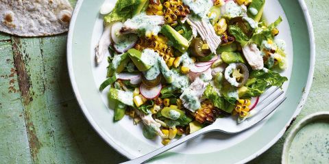 Shredded chicken and charred corn salad