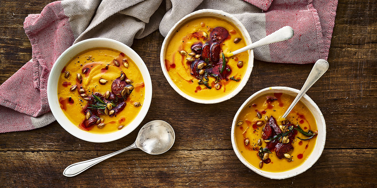 Butternut squash & chorizo soup  