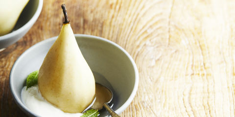 Elderflower poached pears