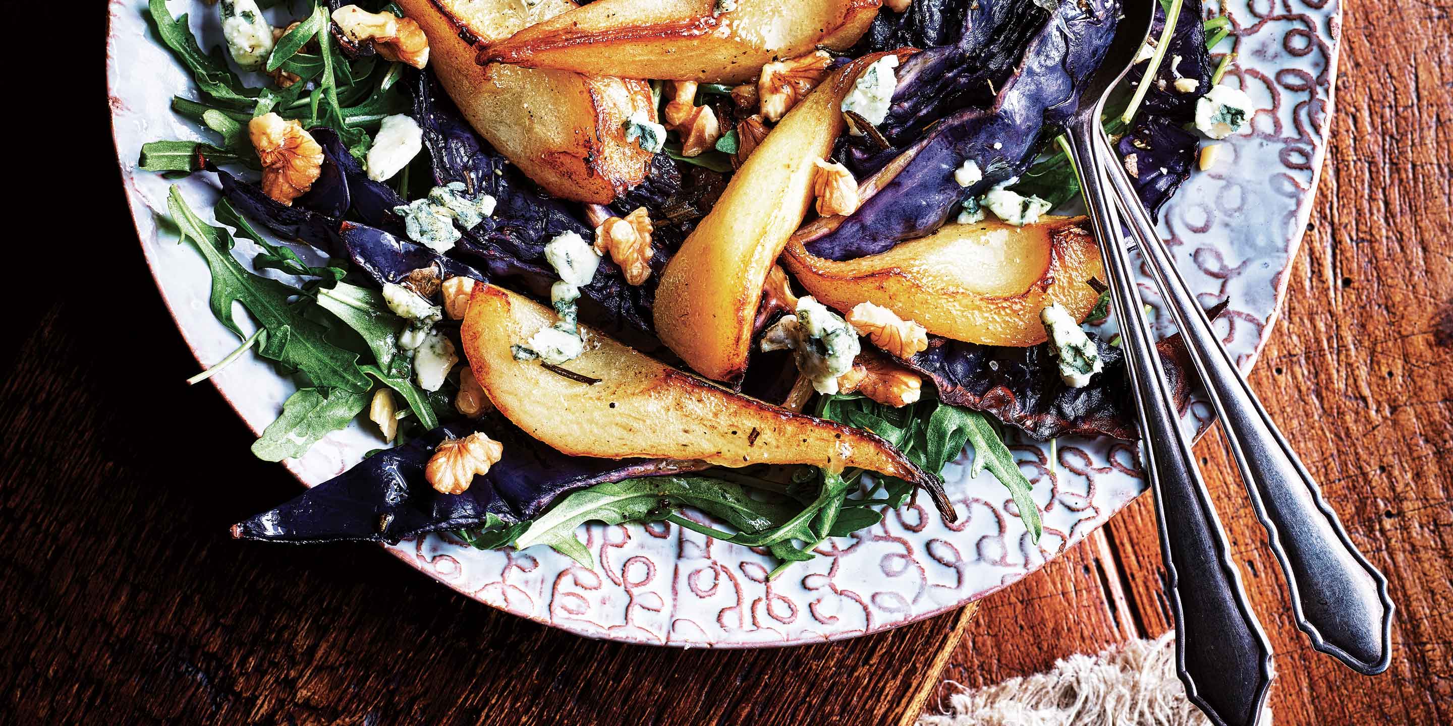 Roasted pear and red cabbage salad