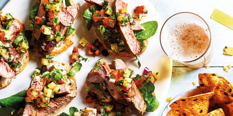 Steak sandwich with pineapple and chilli salsa