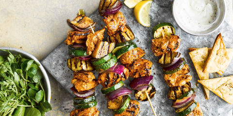 Lamb & aubergine kebabs