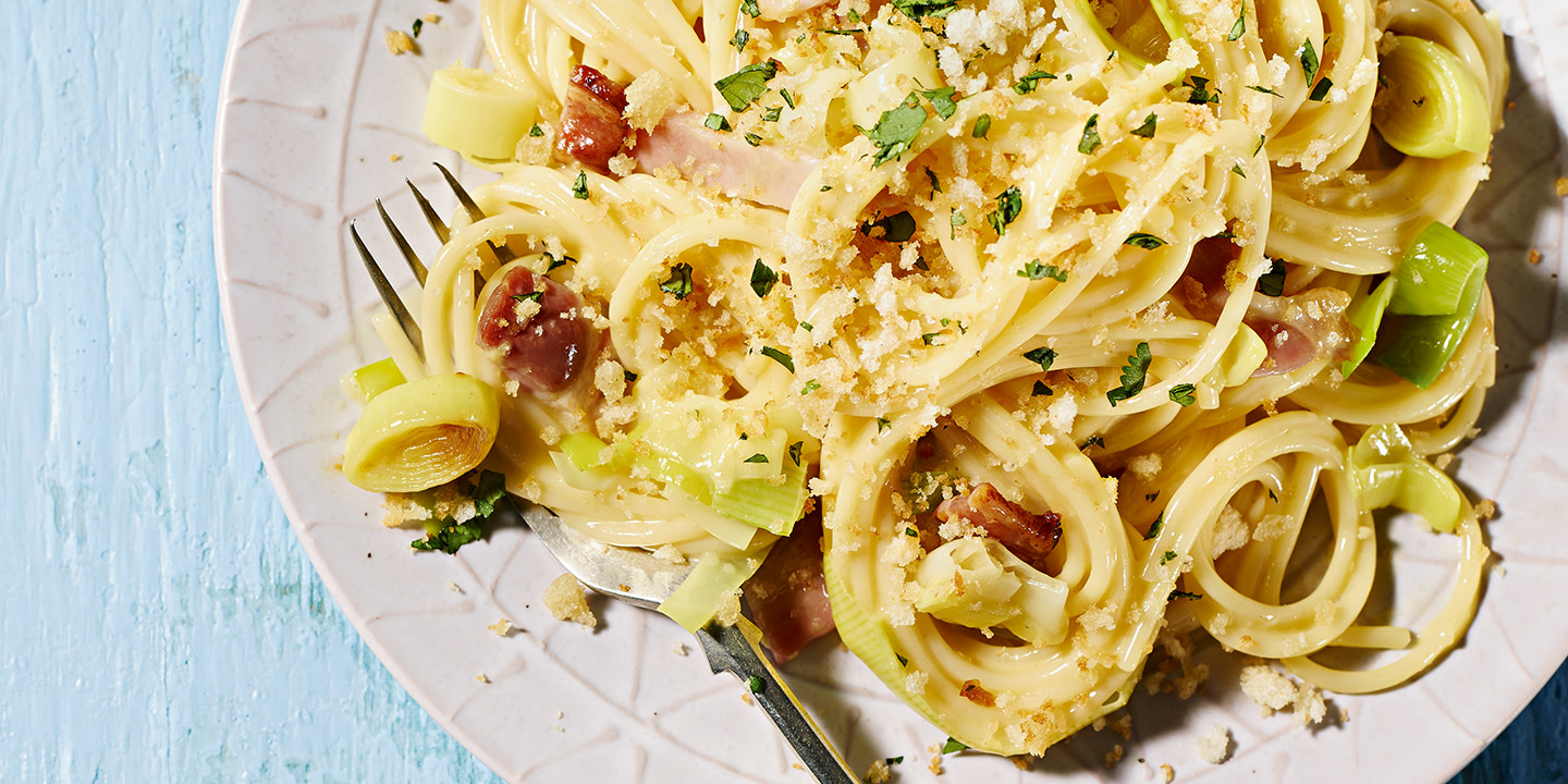 Leek Carbonara With Crispy Crumb Co Op Leek Carbonara With Crispy Crumb Co Op