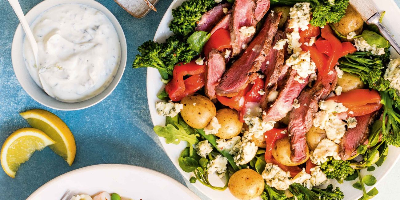 Griddled steak and potato salad