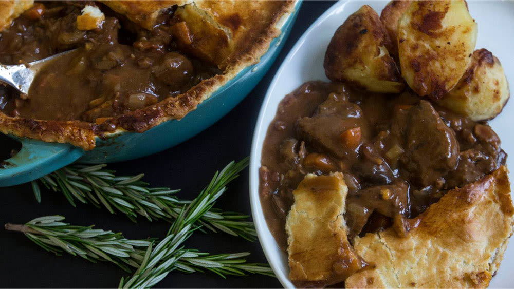 Slow cooked beef and mushroom pie