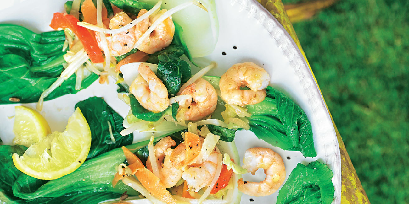 Pak choi prawns